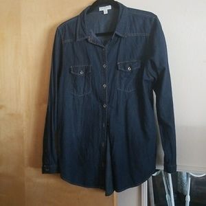 long sleeve mock denim